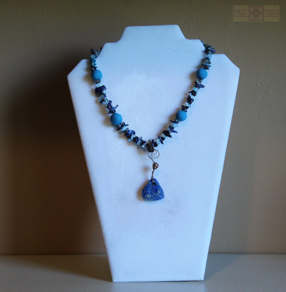 Artisan Tribes Polymer Clay Triangular Blue Necklace