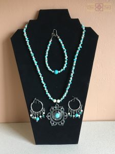 Artisan Tribes Turquoise Flower Necklace Set