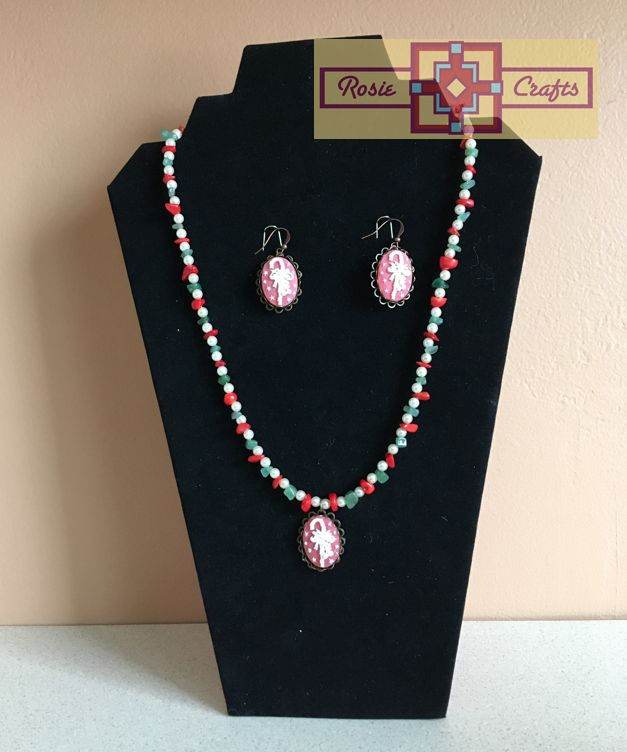 Rosie Crafts Vintage Christmas Candy Cane Jewelry Set
