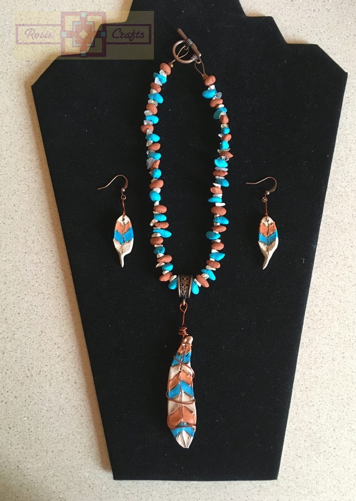 Artisan Tribes Polymer Clay Feather Jewelry Set