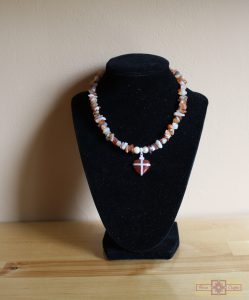 Rosie Crafts Burgundy Heart Cross Necklace